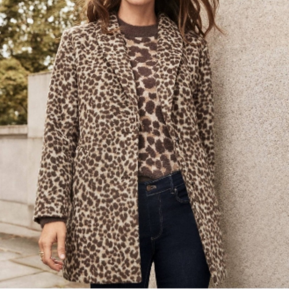 NWOT Ann Taylor Small Petite Leopard Print Coat